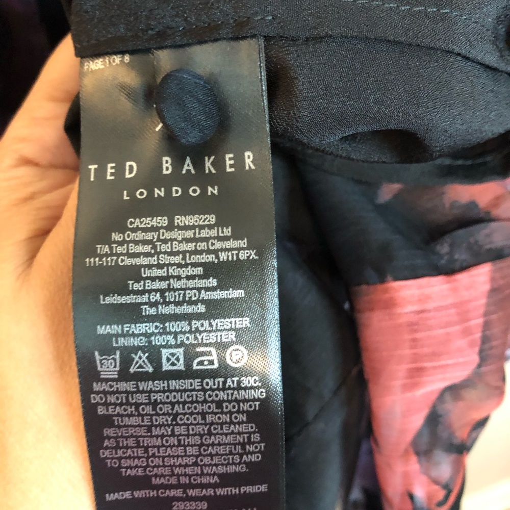 Ted Baker Dress $325 NWT Gretaah ladder trim mini dress black pink purple XS/1 - Picture 11 of 11
